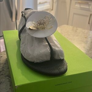 Sam Edelman Black Sandals with Gold Floral Detail